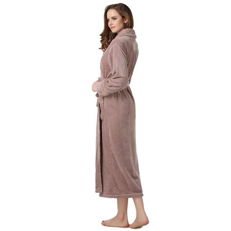 Alwyn Home Womens Long Robe Plush Soft Warm Fleece Elegant Lounger