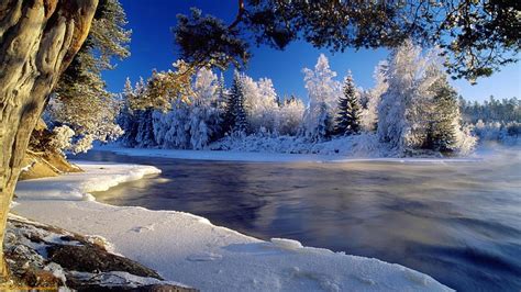 Hd Wallpaper Nature Ice Spring Landscape Water Sky Winter Snow