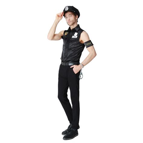 vocole black sexy policemen costume sleeveless t shirt men police officer cop uniform buy at