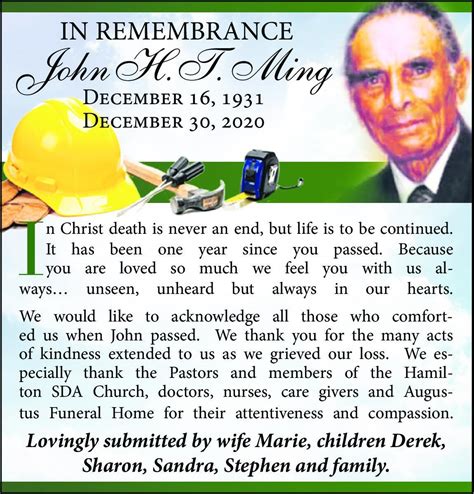 John Ming Obituary 2021 Hamilton Bermuda The Royal Gazette
