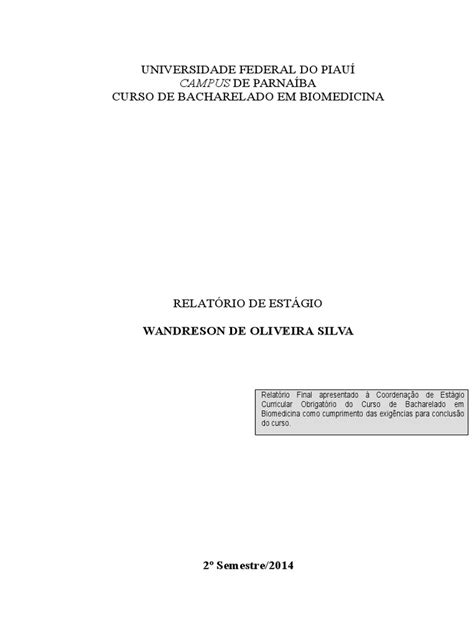 Relatório De Estágio Biomedicina Ceuma Pdf Diploma De Bacharel