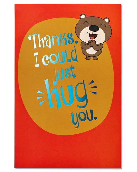American Greetings Funny Hug Thank You Card With Foil