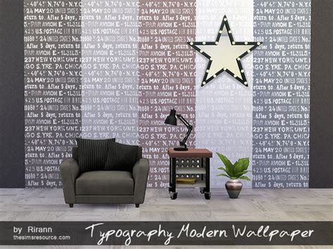 The Sims Resource Typography Modern Wallpaper By Rirann Sims 4