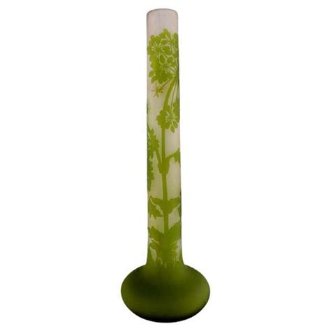 Giant Emile Gallé Vase In Frosted And Green Art Glass With Motifs Of Foliage For Sale At 1stdibs