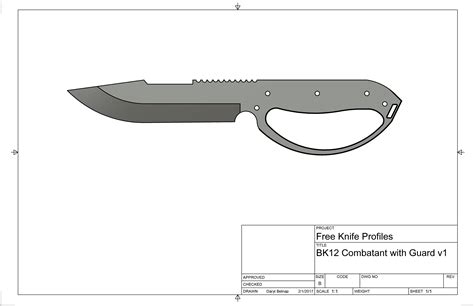 Free knife design template of japanese kitchen knives, western chef knives, and outdoor utility knives. BK Trench Knife PDF Template and CAD File - Belnap Custom Knives LLC