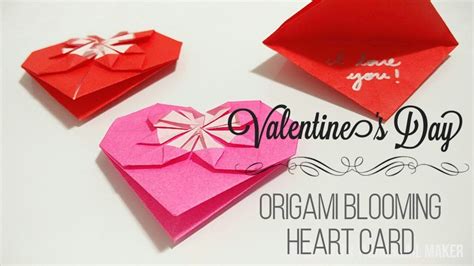 Valentines Day Origami Blooming Heart Card Easy To Make Youtube