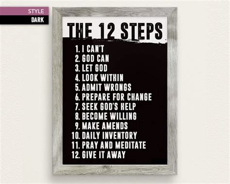 The Twelve 12 Steps Minimal Version Poster Simple Aa Etsy