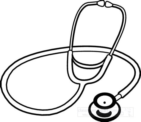 Health Black And White Outline Clipart Stethoscope709bw Classroom