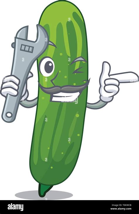Mechanic Fresh Cucumber Slice On Mascot Board Stock Vector Image And Art