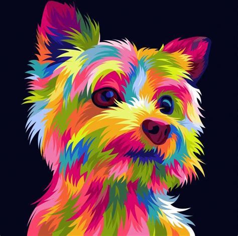 Whimsical Dog Artdog Funny Puppiescolorful Dog Artdog Funny Faces