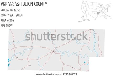 Large Detailed Map Fulton County Arkansas Stock Vector Royalty Free
