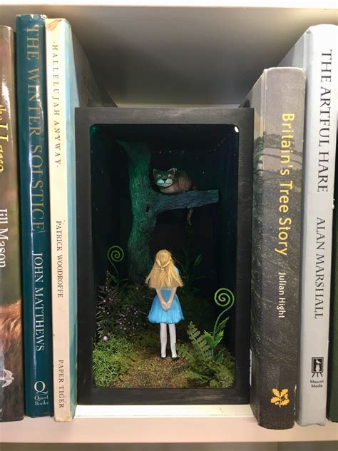 Lit Alice In Wonderland Book Nook Diorama Bookshelf Shadow Box Alice