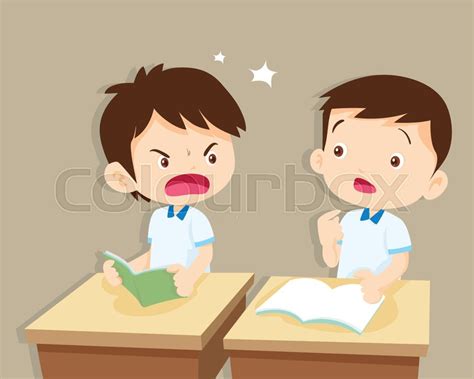 Quarreling Kids Angry Boy Shouting At Stock Vector Colourbox