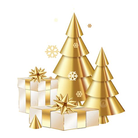 T Holiday New Year Box Gold Pine Snowflake Christmas T Gold