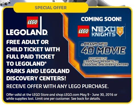 Legoland And Discovery Centers Ticket Offer Toys N Bricks