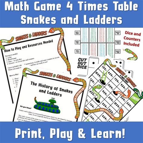 Snakes And Ladders Multiplication Printable Times Table For Etsy