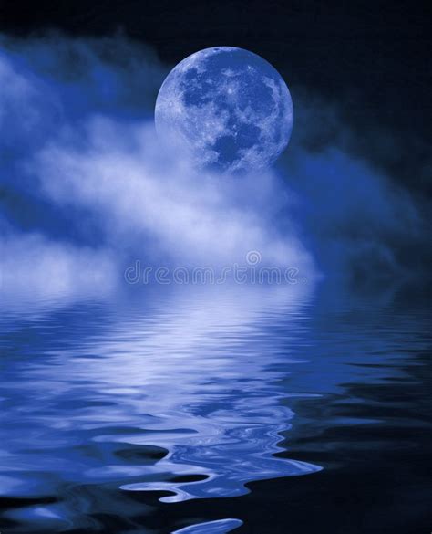 Full Moon Night Digital Portfolio Water Reflections Stock