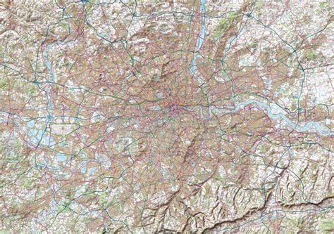 Map Poster London Ordnance Survey Landranger Map With Hillshading