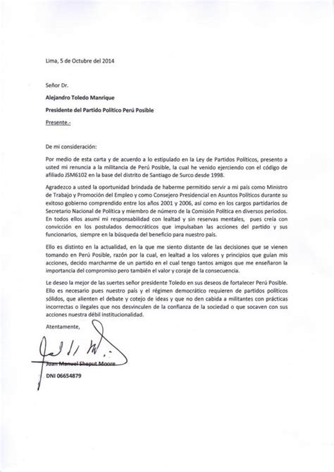 Juan Sheput On Twitter Adjunto Mi Carta De Renuncia A La Militancia