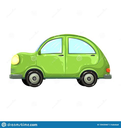 Illustration Of Colorful Green Car Isolated On White Background