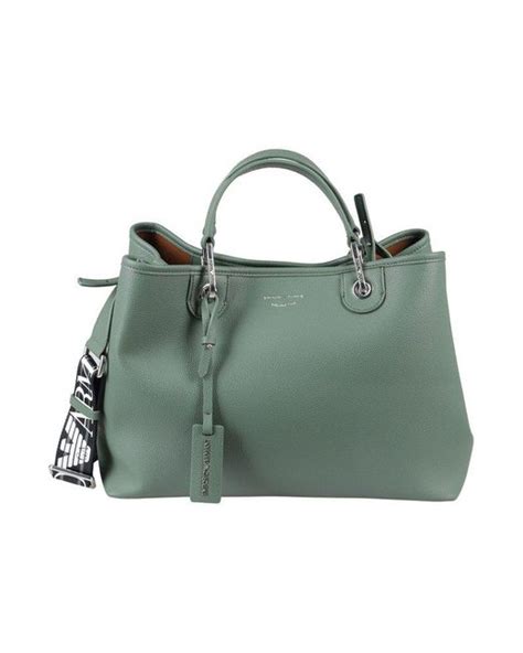 Emporio Armani Pebbled Medium Top Handle Bag In Green Lyst