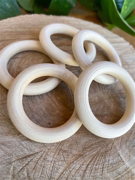 Set Of 5 Wood Rings 2 Inch Wood Rings For Crafts Etsy