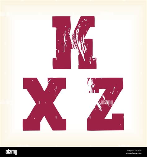 grunge vector k x and z letters vector type alphabet slab serif font stock vector image and art