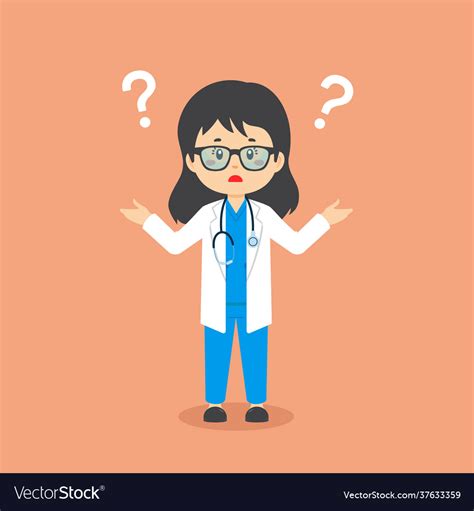 Doctor Confused With Question Mark Royalty Free Vector Image
