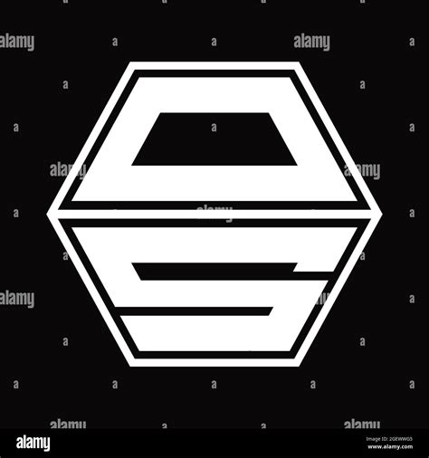 Os Logo Monogram With Hexagon And Sharp Shape Design Template Stock