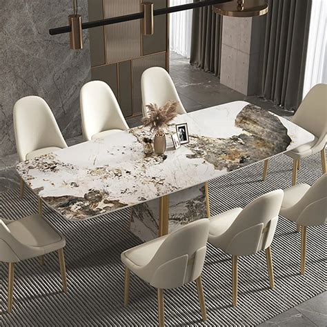 2000mm Rectangle Contemporary Stone Dining Table For 8 Seaters