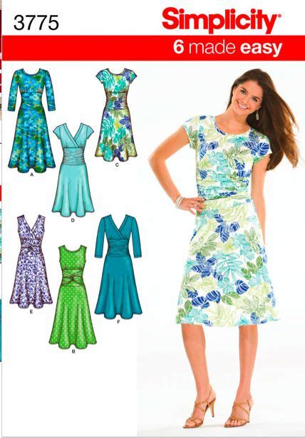 Simplicity 3775 Dress Sewing Patterns Knit Dress Pattern Sewing Dresses