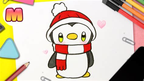 Como Dibujar Un PingÜino NavideÑo Kawaii Dibujando Un Pingüino Como