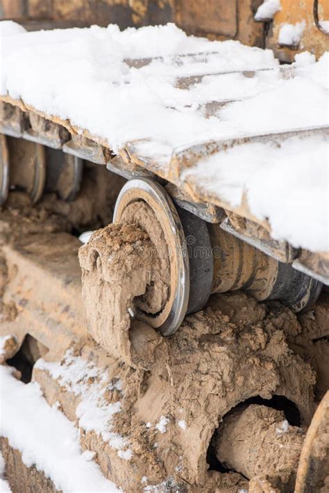 Detail Of Caterpillar Track In Construction Site Stock Image Image Of