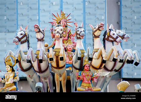 7 Horses And The Hindu Sun God Surya Stock Photo Alamy