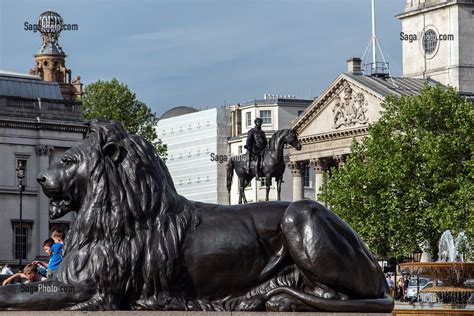 Photo De La Fontaine Aux Lions Du Trafalgar Square Londres Grande