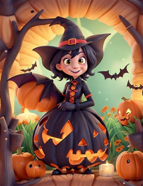 premium ai image illustration of a girl celebrating halloween