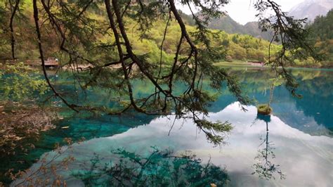 A Blue Water Lake At Jiuzhaigou Valley National Park In China Tilting