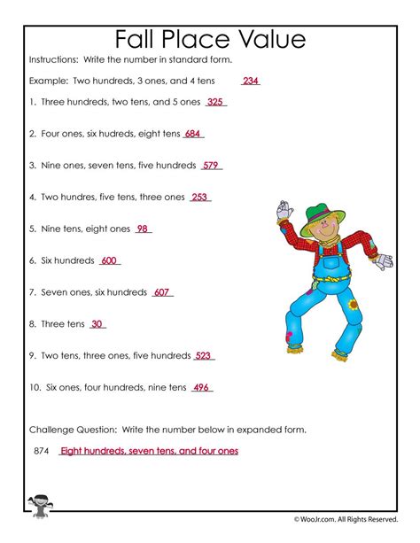 You may print and save them for personal and educational use only. Fall Hundreds, Tens, Ones Worksheet Answer Key | Woo! Jr. Kids Activities