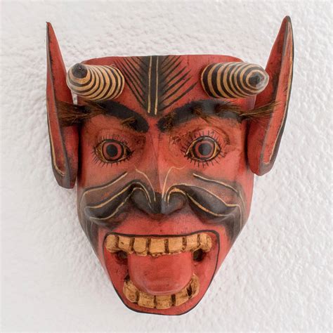Hand Carved Cultural Wood Devil Mask From Guatemala Dance Of The 24