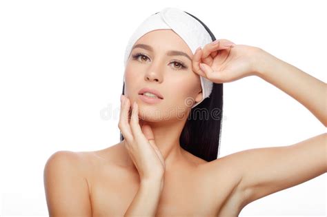 Beautiful Woman Cares For The Skin Face Stock Photo Image Of Model