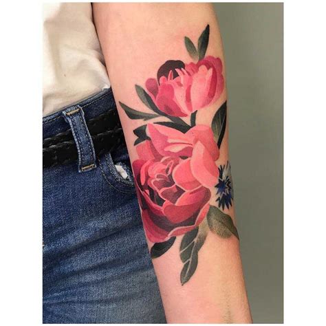 Pink Flower Tattoo By Mavka Leesova