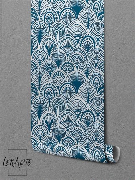 Blue Bohemian Removable Wallpaper Wall Covering Wall Decal Blue