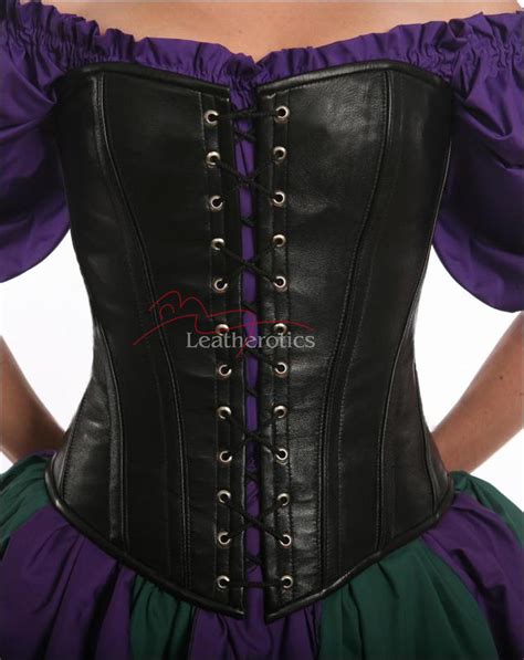 Double Lace Leather Corset Full Steel Boned Corset Overbust Corset