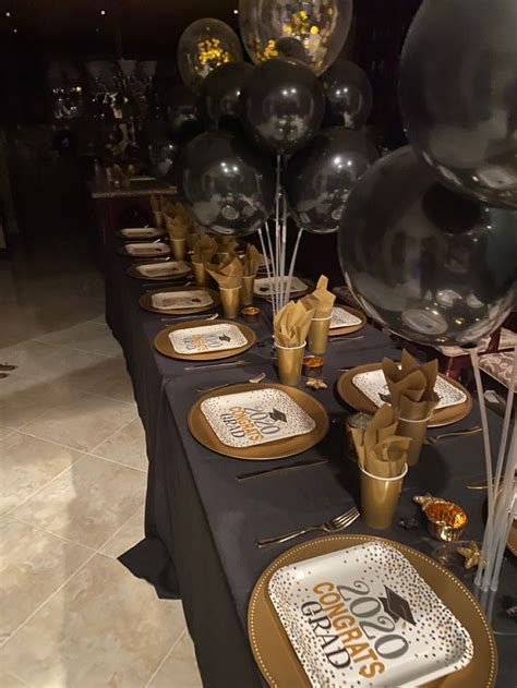 Glam Black And Gold Graduation Table Gold Graduation Party