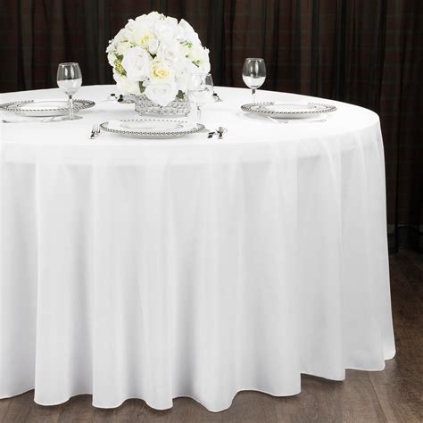 132″ Polyester Round Tablecloth White Adhores Team Portal