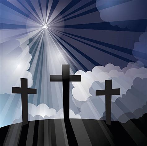 Cross With Sun Rays Silhouettes Illustrations Royalty Free Vector