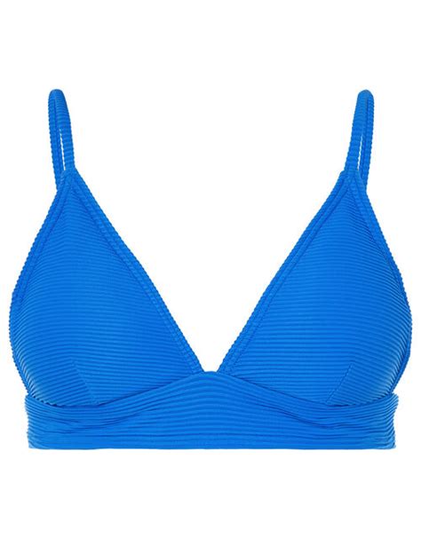 Ribbed Triangle Bikini Top Blue Bikini Tops Accessorize Uk