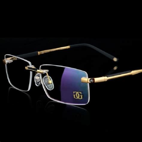 Vazrobe Gold Glasses Men Rimless Brand Eyeglasses Frames For Man Prescription Optical Lens