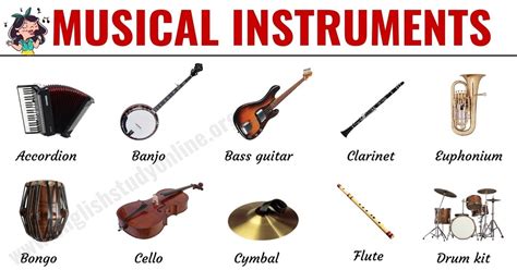 Any single section of music, consisting of phrases or other musical sections, we can call a. Musical Instruments: List of 30 Popular Types of Instruments in English - English Study Online