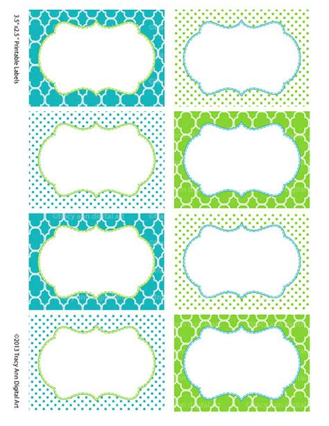 Browse blank label templates for all of our standard 8.5 x 11 sheet sizes. Printable Labels or Buffet Cards Blue and Green Instant